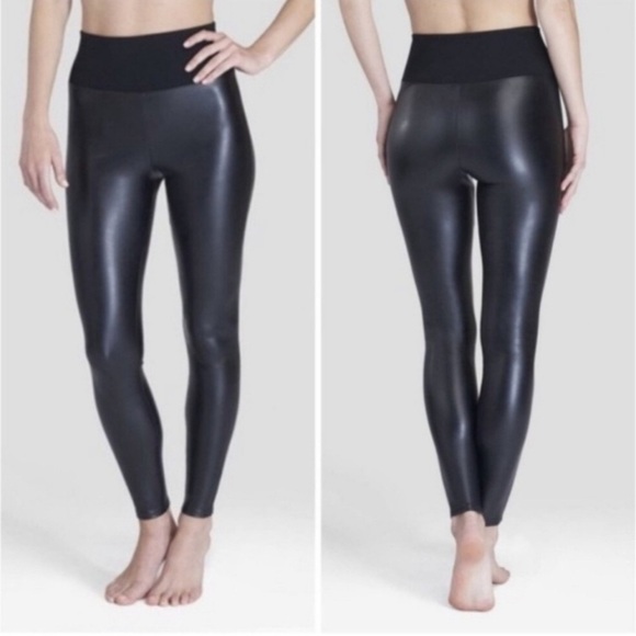 Spanx Assets High Rise All Over Faux Leather Shaping Leggings Womens Size XL - Picture 1 of 8